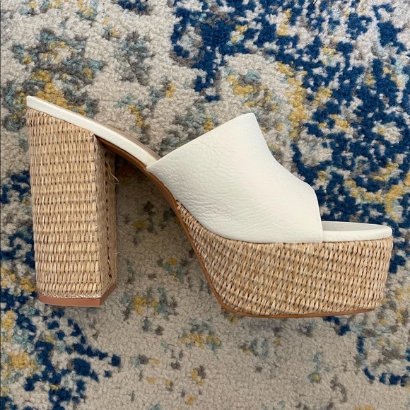 Lulu’s Karinah White Raffia Platform Slide Sandals Size 9 - Picture 6 of 6